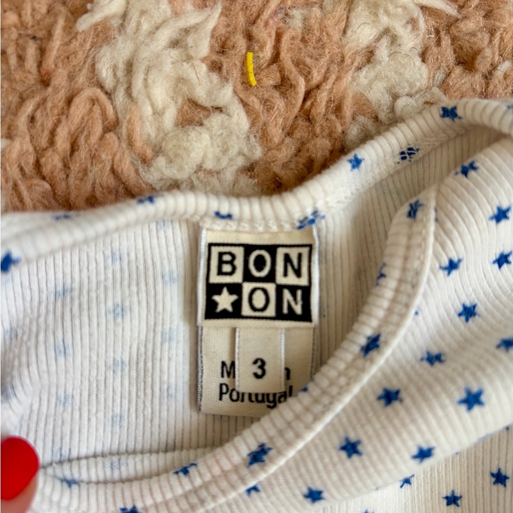 Bonton Ribbed Cotton Stars Pajama Set - Picture 2 of 4